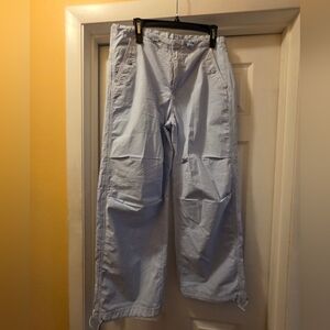 American Eagle High Rise Baggy Wide Leg Pants - Size M Short Light Blue